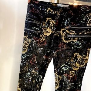Free People Jeans Black Floral Velvet Pants